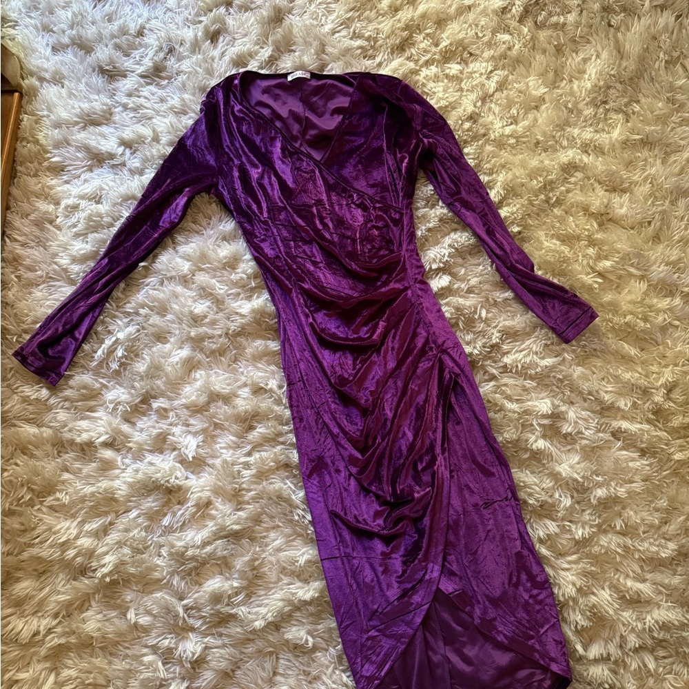 Chic Long Sleeve Purple Dress